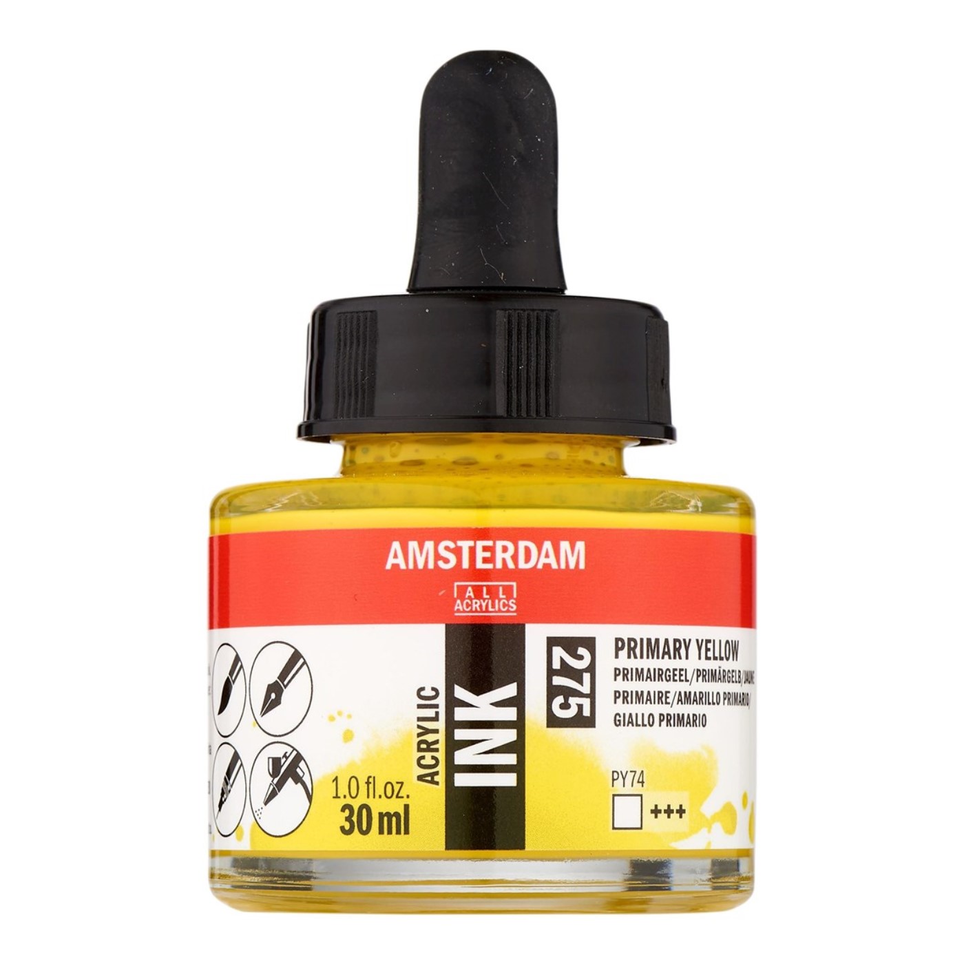 Amsterdam, acrylic, ink, inchiostro, giallo primario, 275, 30ml
