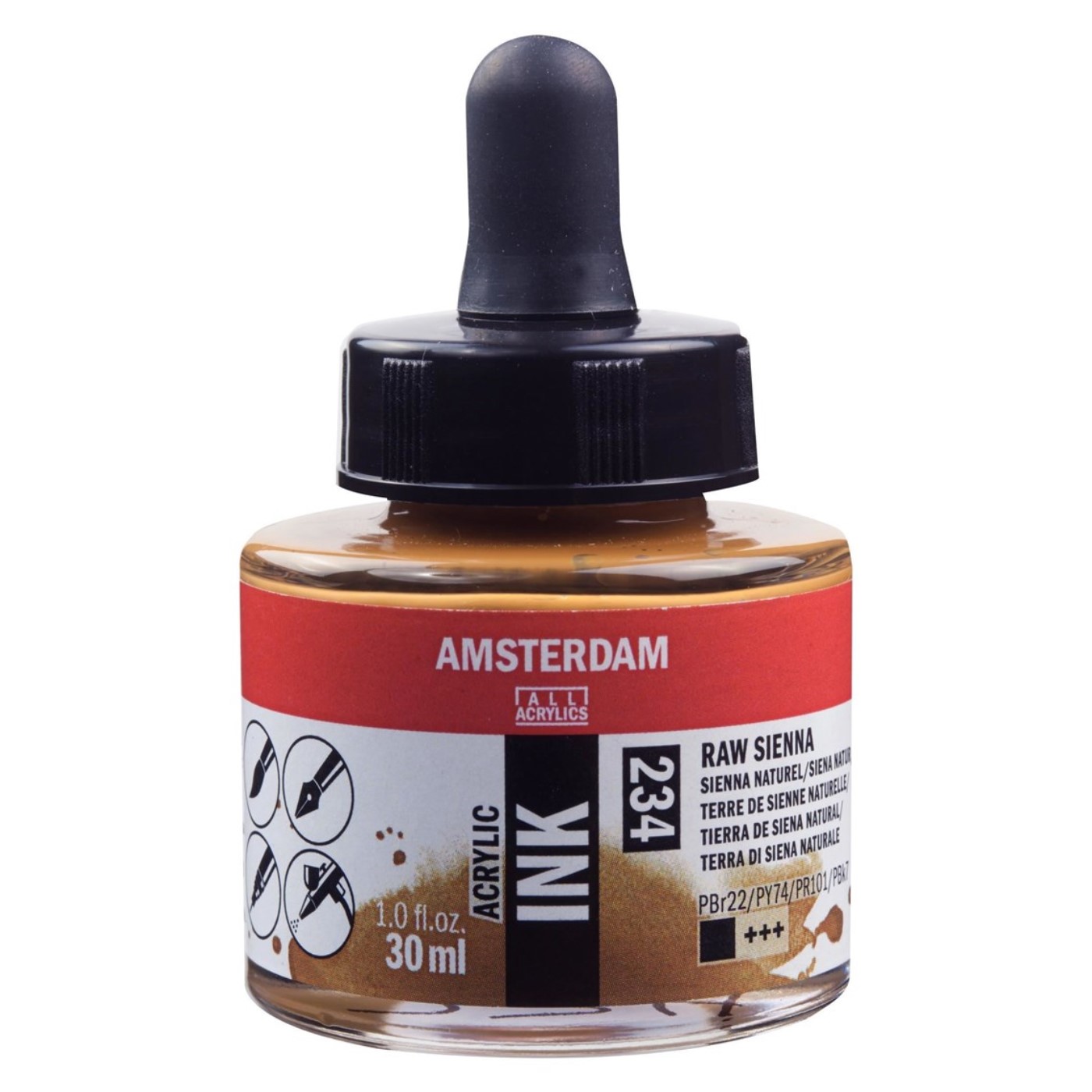 Amsterdam, acrylic ink, terra di Siena naturale, 234, 30 ml