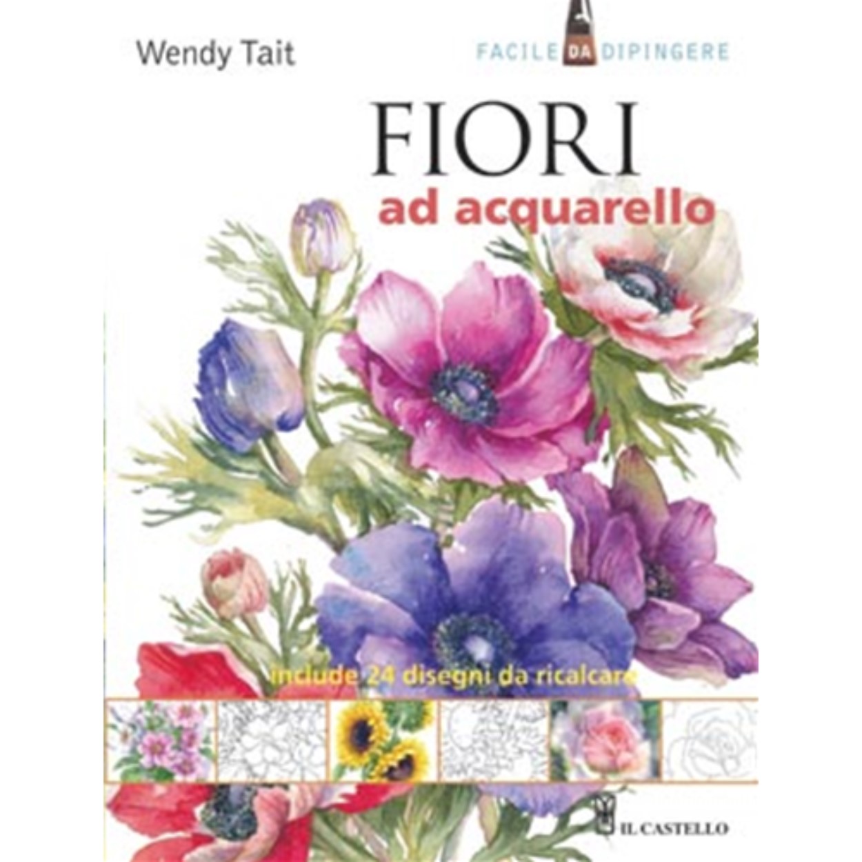Fiori ad aquarello, libro, 24 dipinti a pagina intera