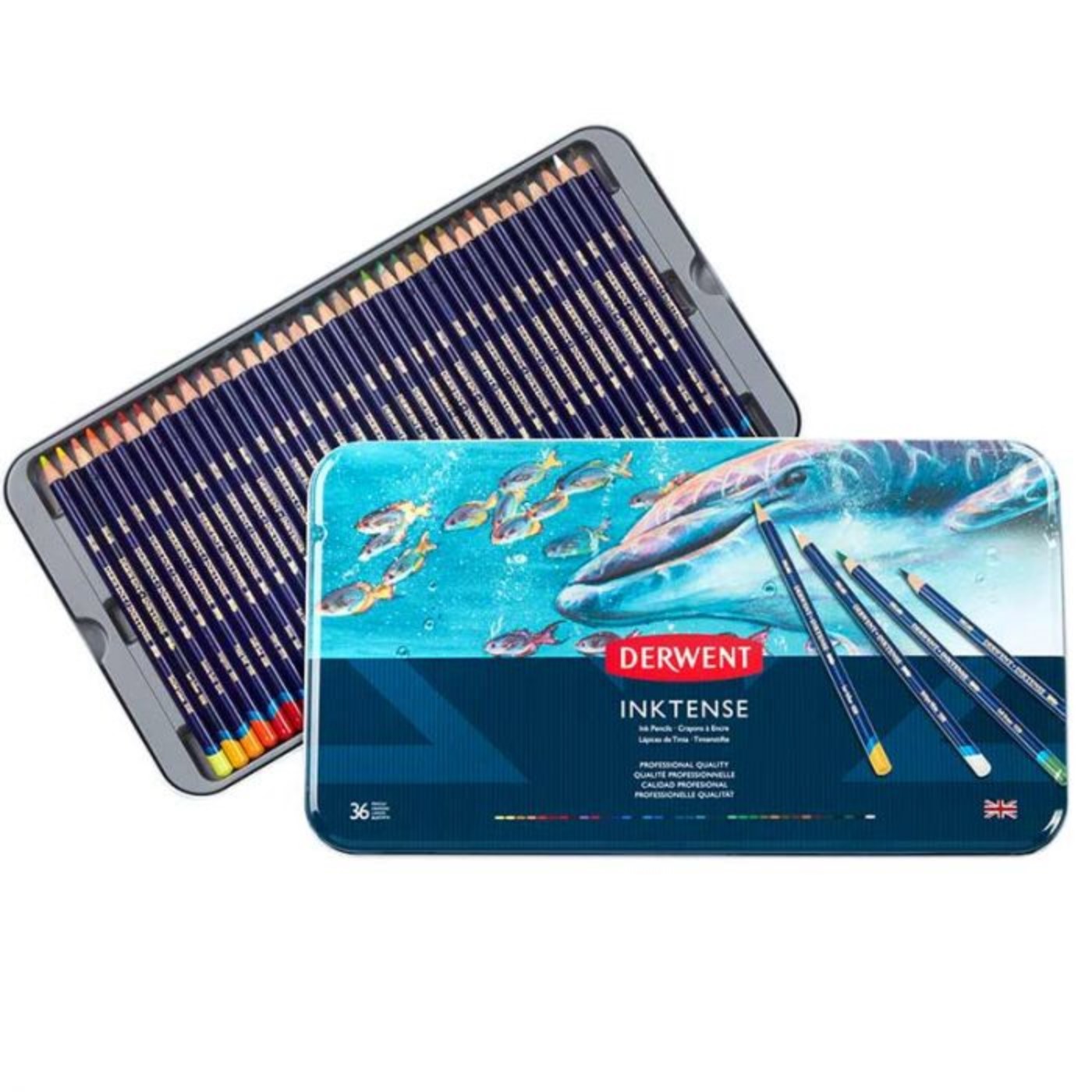 Derwent, inktense, qualita' professionale, set 36 matite