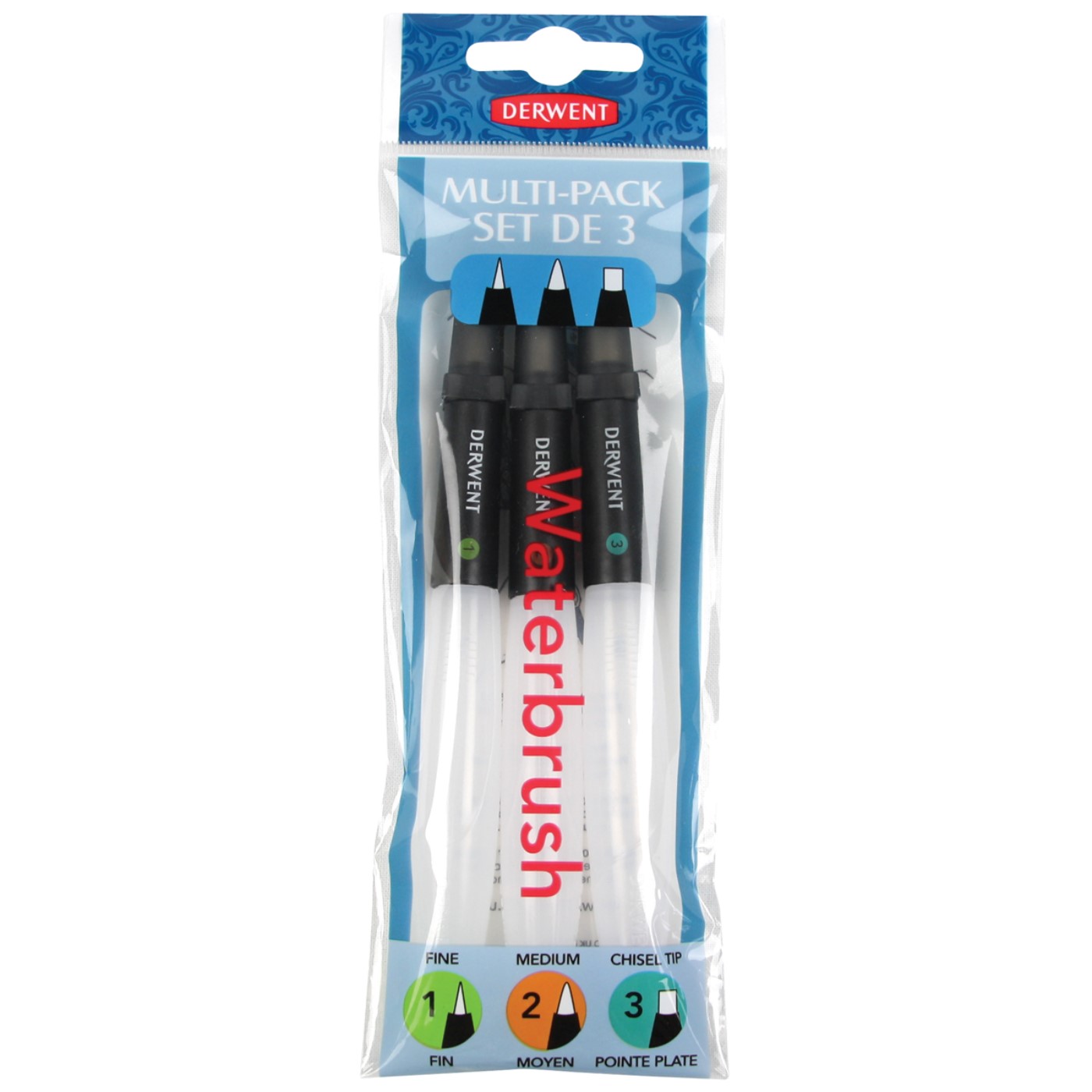 Derwent, waterbrush, multi-pack, 3 pezzi