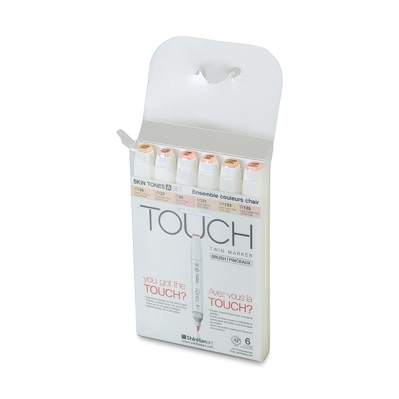 Touch, twin marker, sei pennarelli bianchi, tonalita' rosa