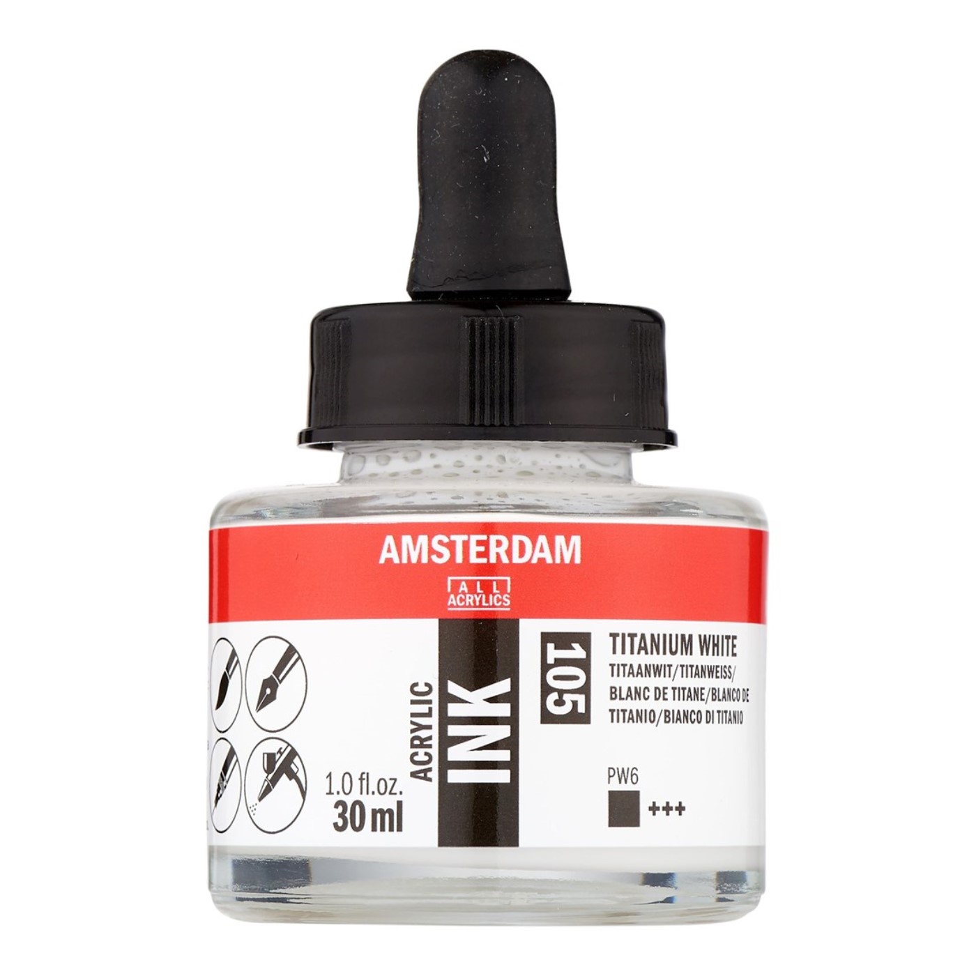Amsterdam, acrylic ink, bianco titanio, 105, 30 ml