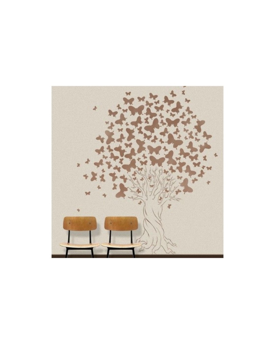 Mya, stencil, albero e farfalle, 001, 120 x 168 cm