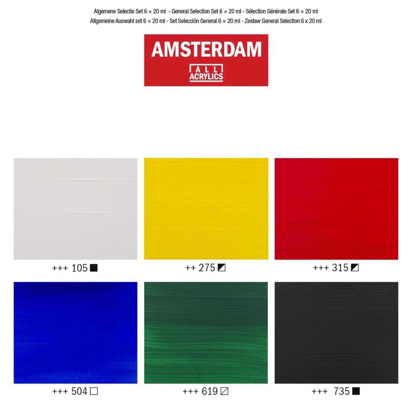 Amsterdam, Acrylic set, 6 x 20 ml
