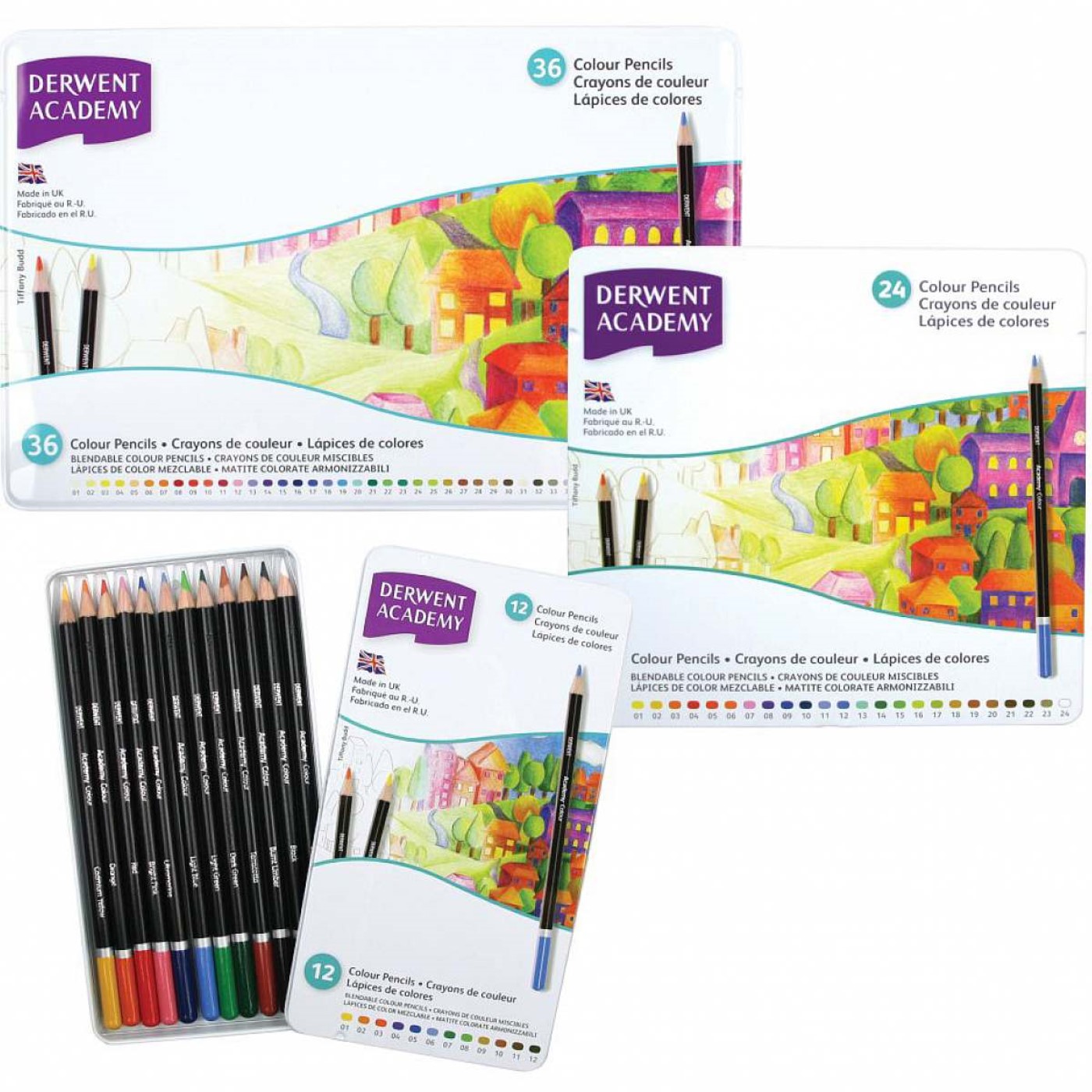Derwent, Academy set, 12 matite colorate