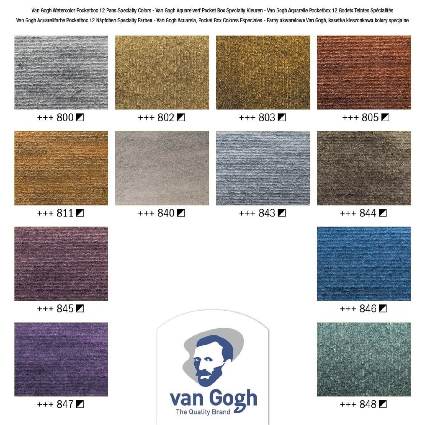 Van Gogh, set acquarello, pocket box, 12 godet